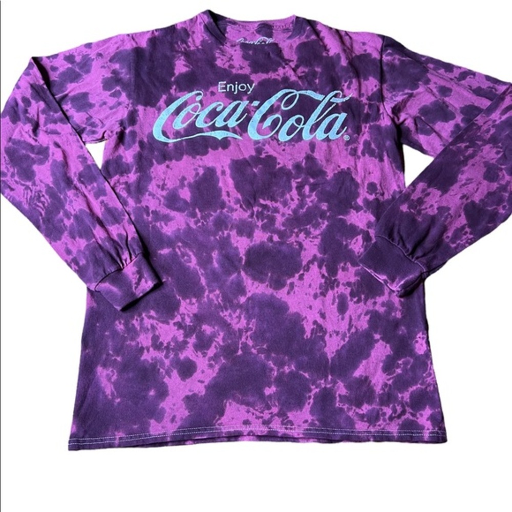 Coca-Cola Purple Tie-Die long Sleeve Pull Over Top Size Small